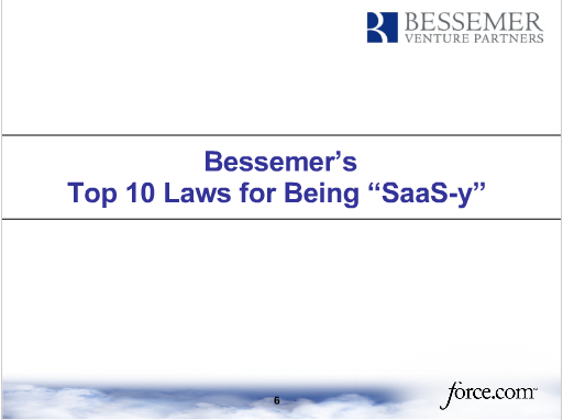 Bessemer’s Ten Laws for SaaS companies