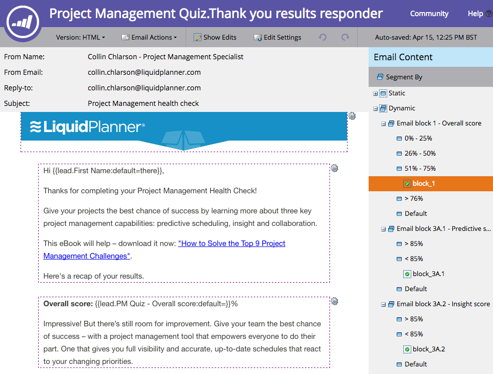 Marketo integration – dynamic email