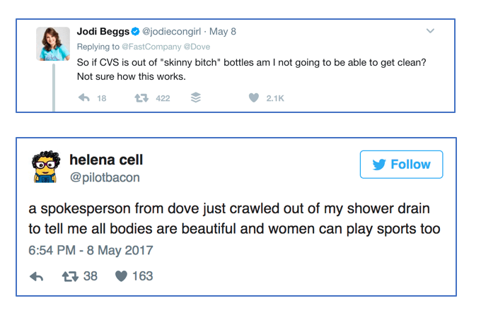 Dove bottles - ouch